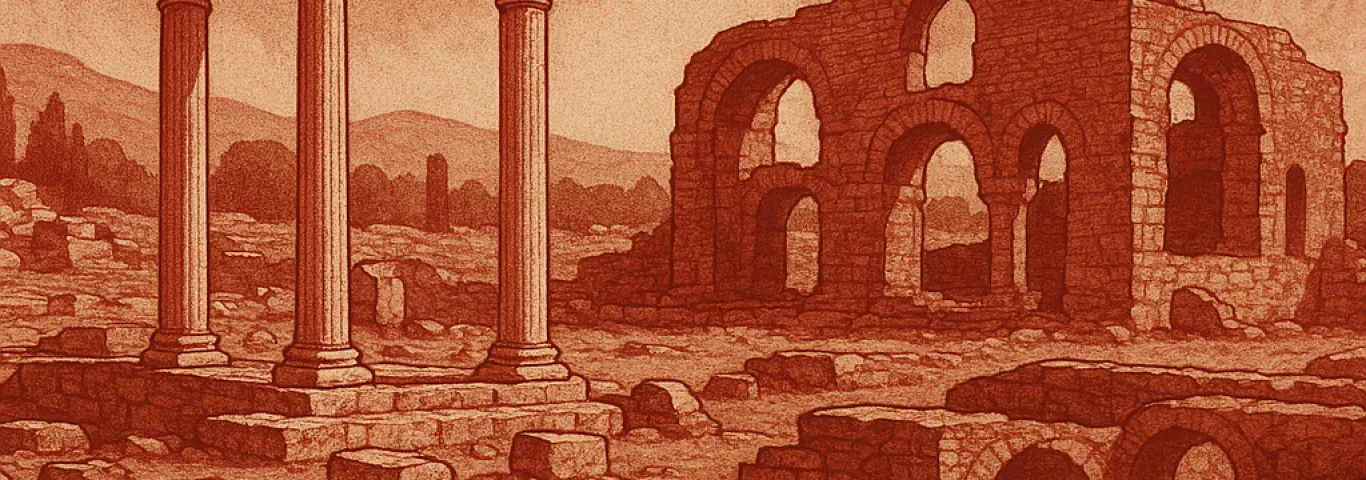graphic of Greek ruins
