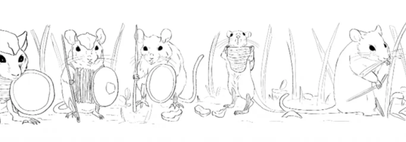illustration of mice in with swords and shields