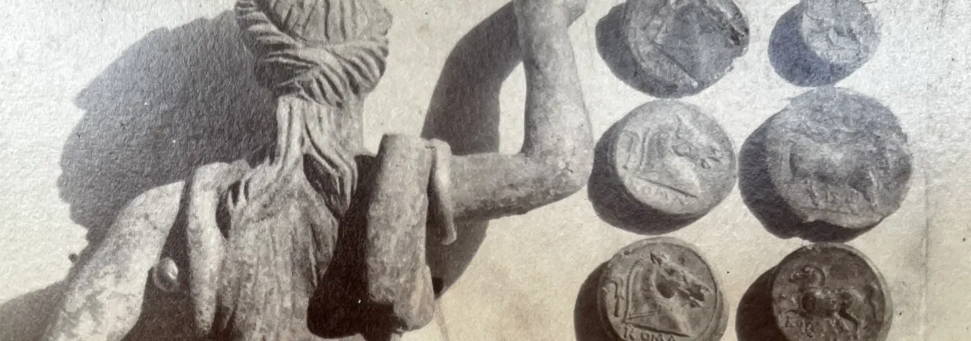Nemi Statue and coins