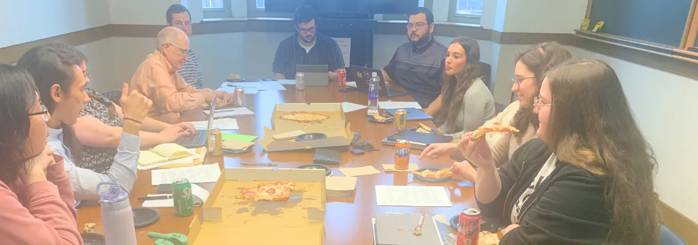 Classics students sitting around a conference table