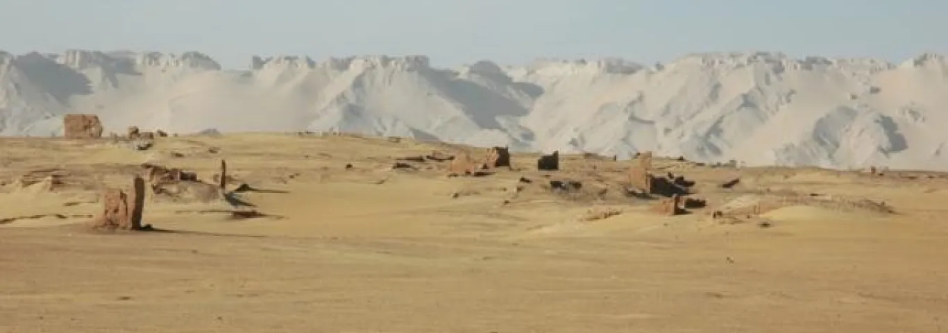 desert landscape with ruins 