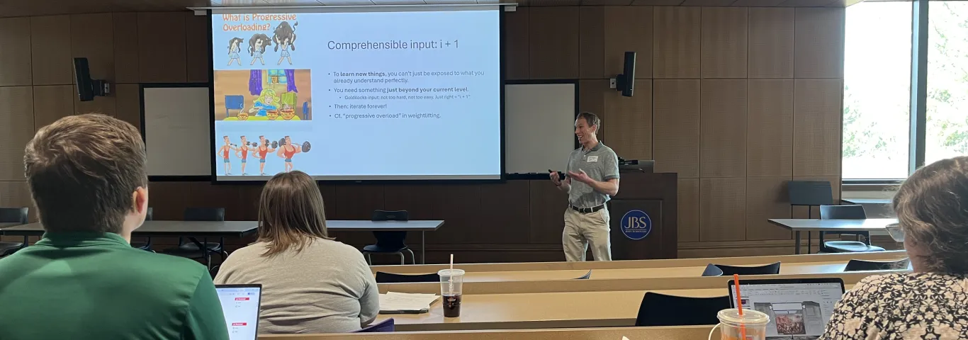Keeline speaking at the Classics Teacher Colloquium