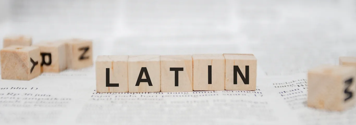 block letter spelling Latin