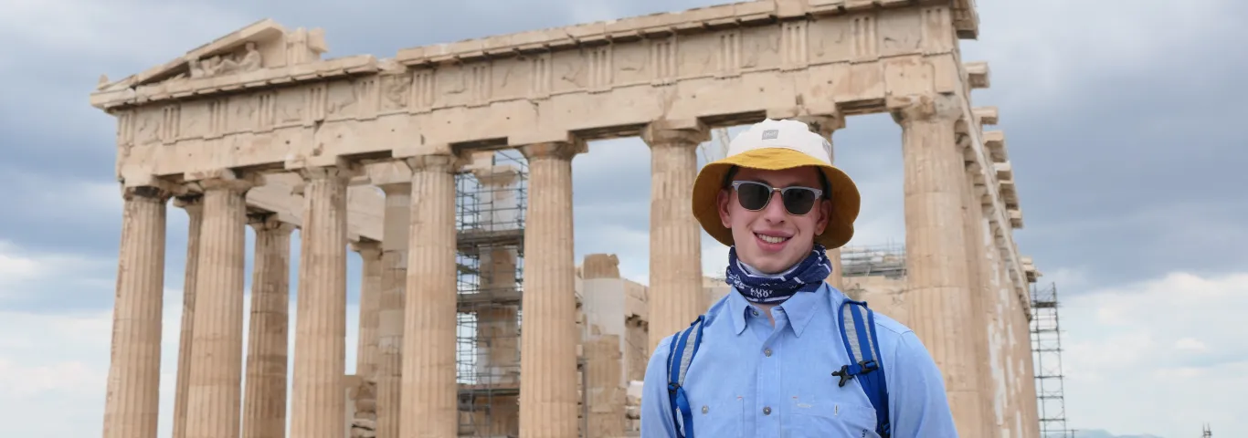 Caswell in front of the Acropolis