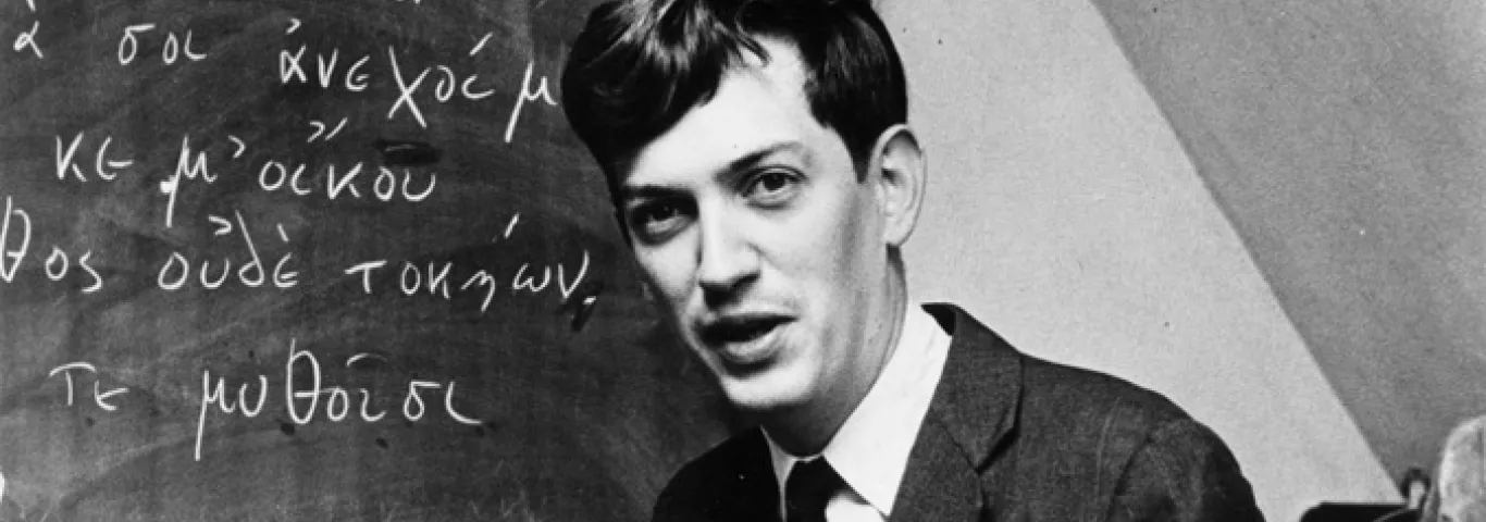 James Redfield lecturing as a young man