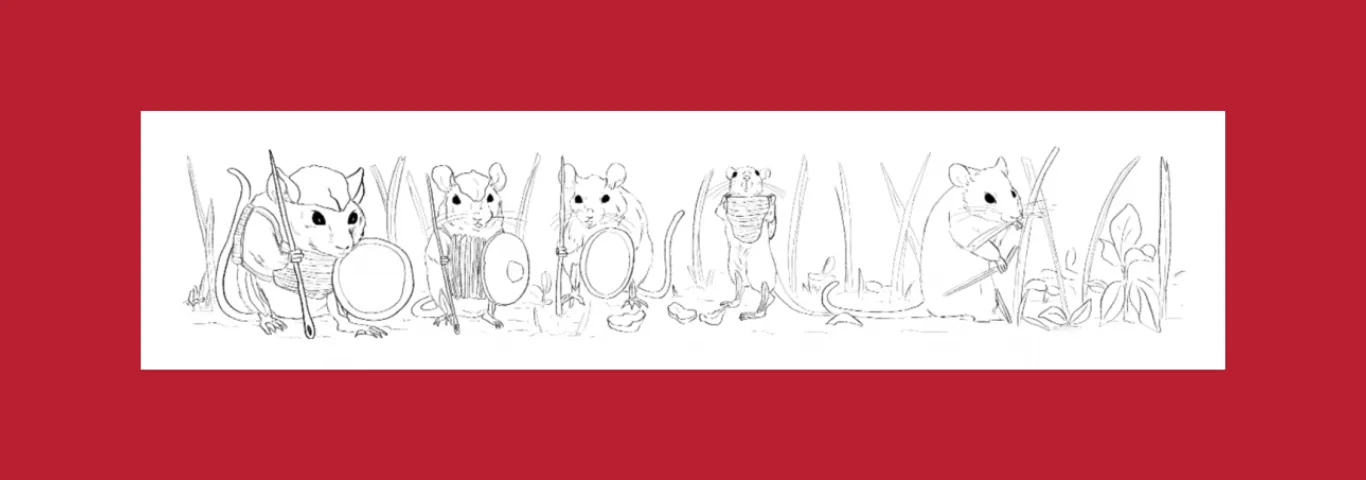 illustration of mice clad in battle gear