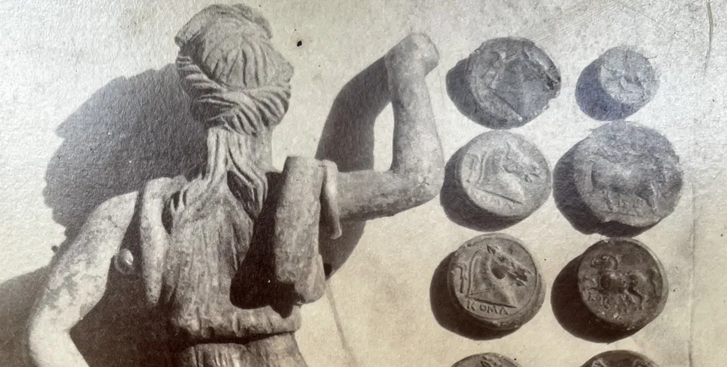 Nemi Statue and coins