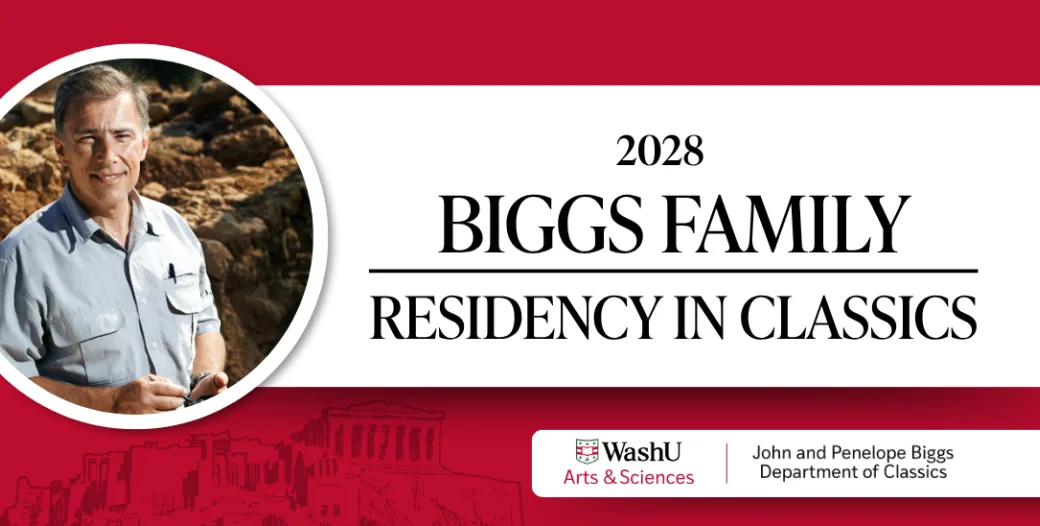 "Banner announcing Biggs Family Residency in Classics for 2028"
