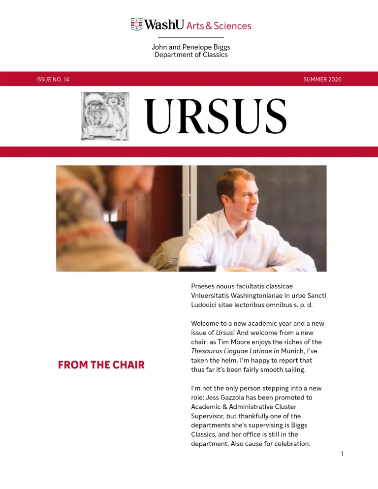 Image of the cover of a newsletter called Ursus