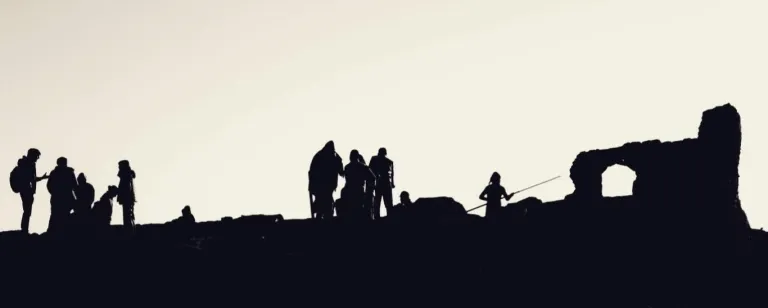 silhouette of Egyptian excavation site