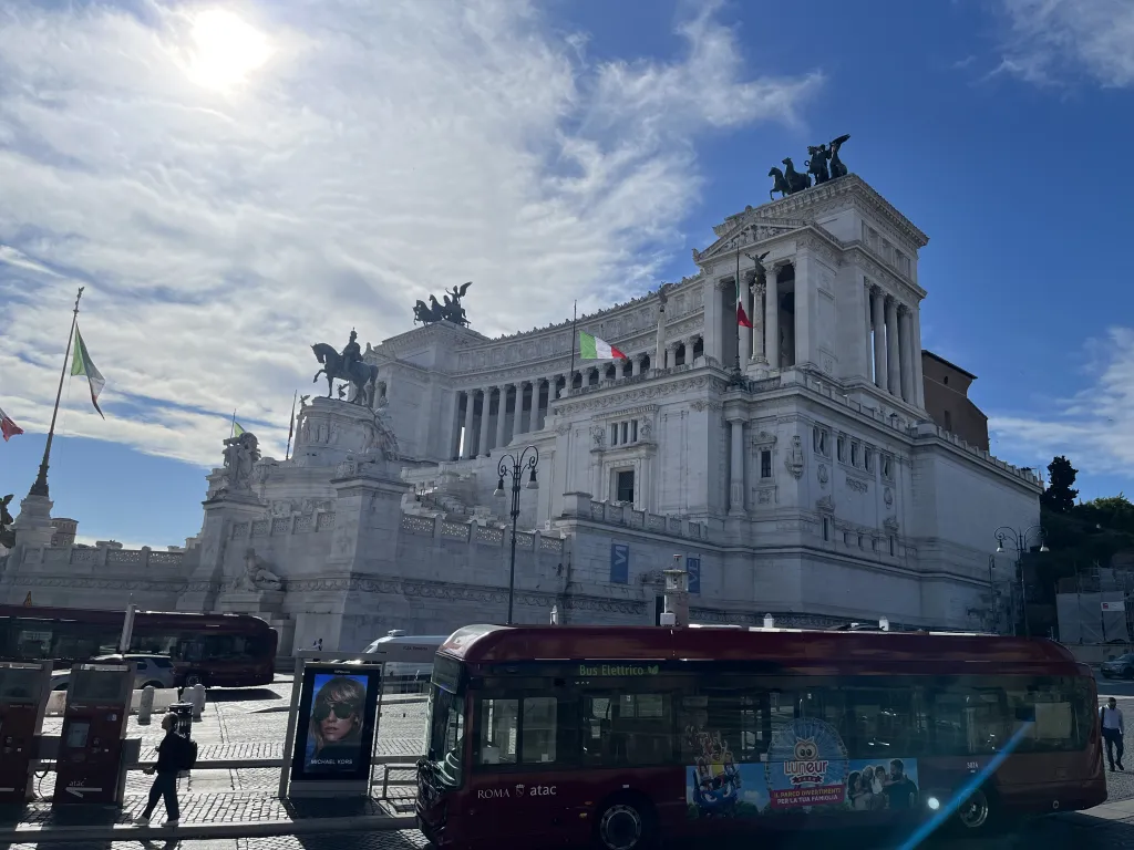 The Victor Emmanuel Monument in the center of Rome