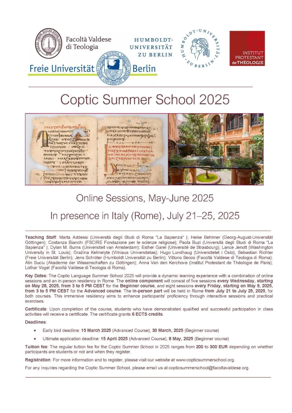 Coptic Summer School 2024 flyer