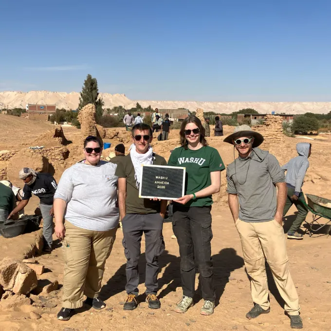 Nicola and grad students in Amheida