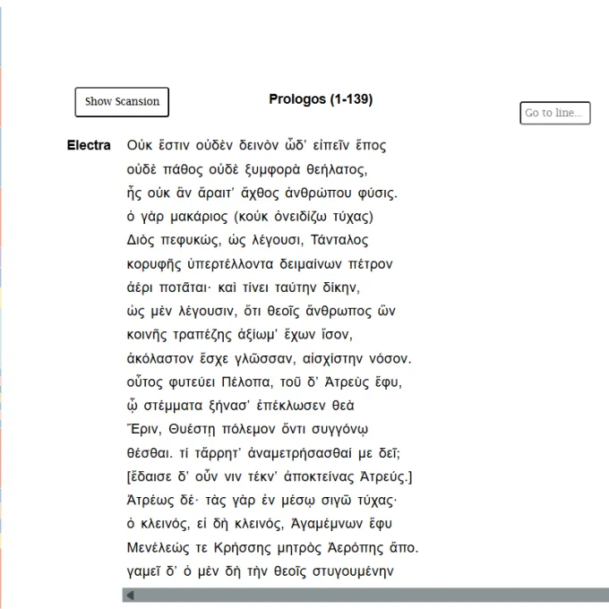 greek text with color coded categories in the margins of the database